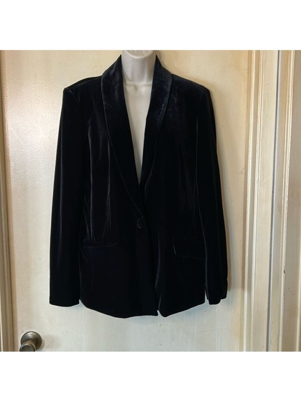 INC International Concepts Black Velvet Jacket Sz M